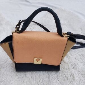 Jessica Simpson Handbag Purse Faux Leathe Navy Blue Tan Peach